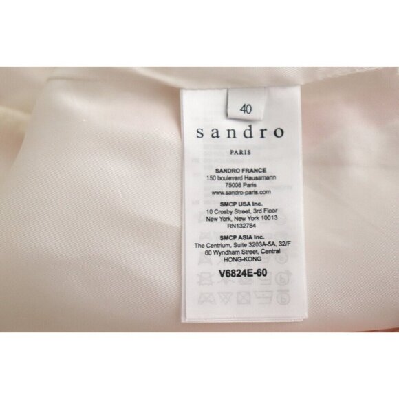 Sandro Women’s 40 Small Rose Pink Textured Blazer Jacket Snap Button V6824E-60 - Picture 4 of 7